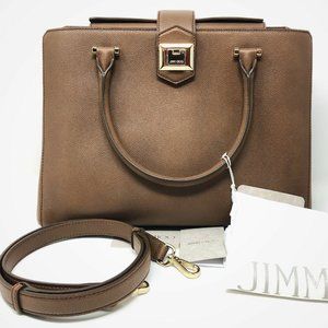 Jimmy Choo Marianne Stone Calf Leather Satchel
